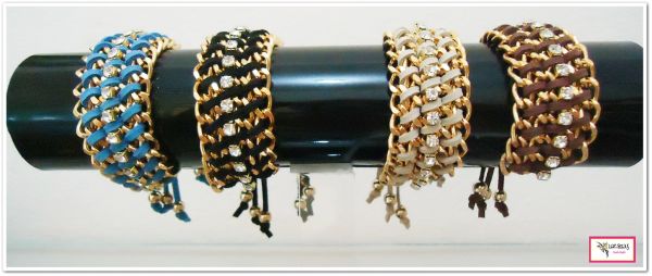 Pulseira Dupla Trançada de Couro